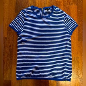 Dressy Top - Size L - Blue/White Stripe - Gold zipper on the back